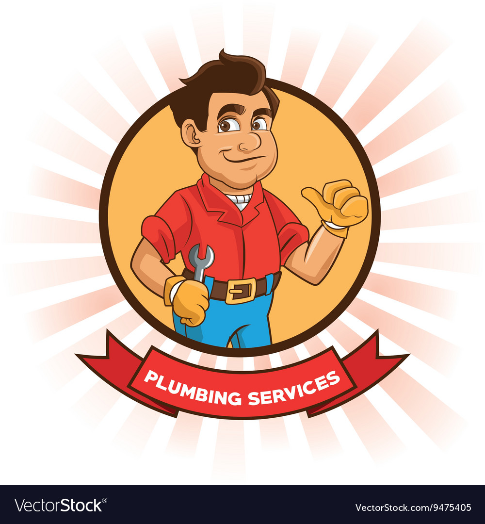 Plumbing service Plumber cartoon design Royalty Free Vector