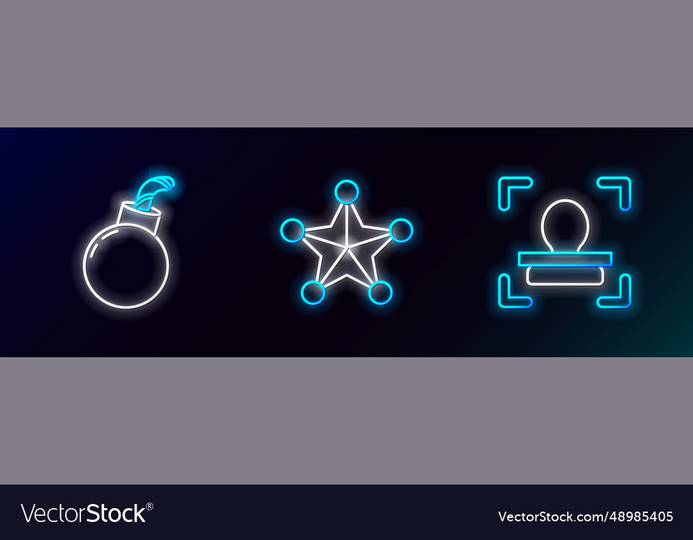 Set line face recognition bomb ready to explode vector image Set line face recognition bomb ready to explode