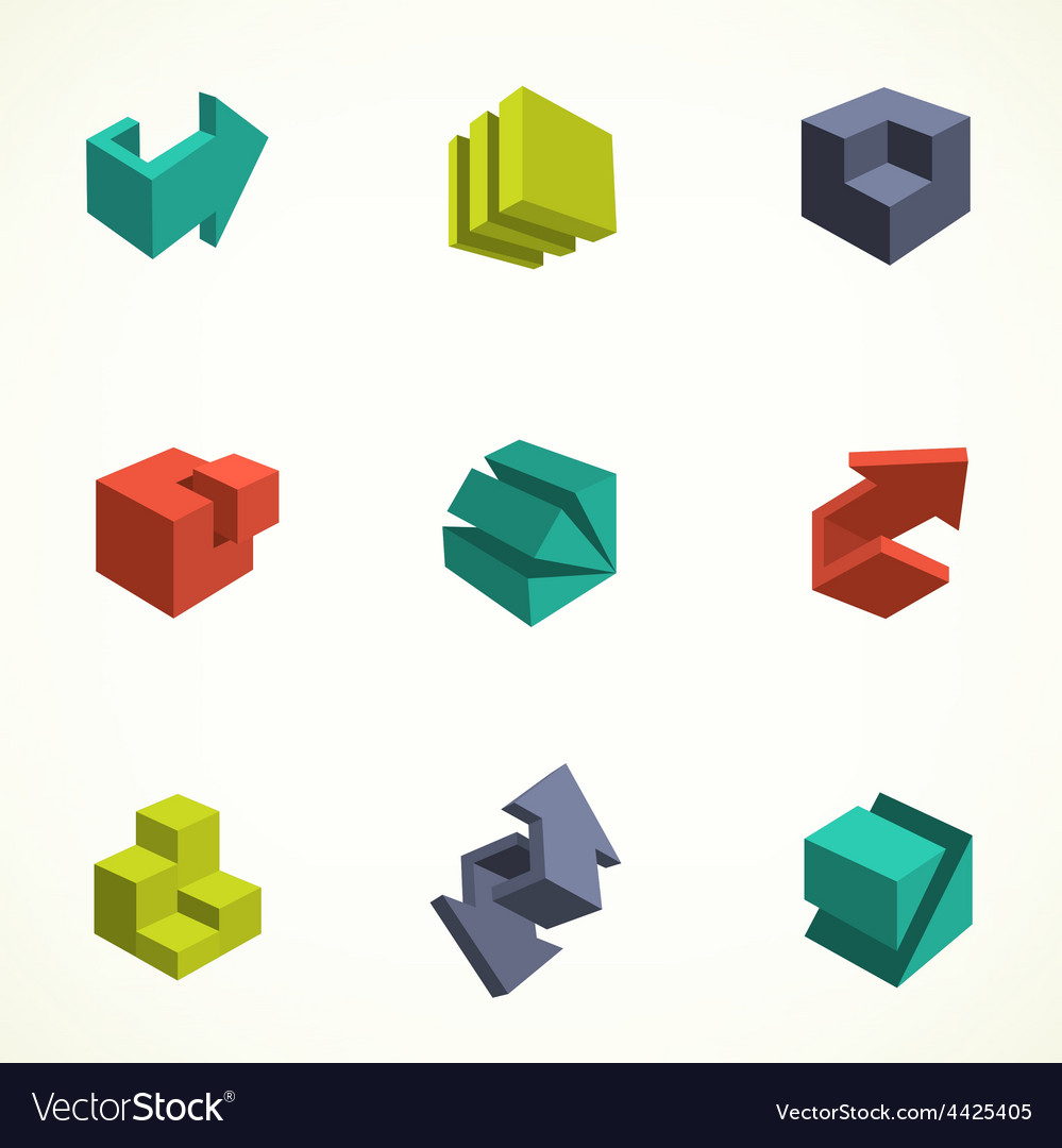 Set of 3d icons with abstract