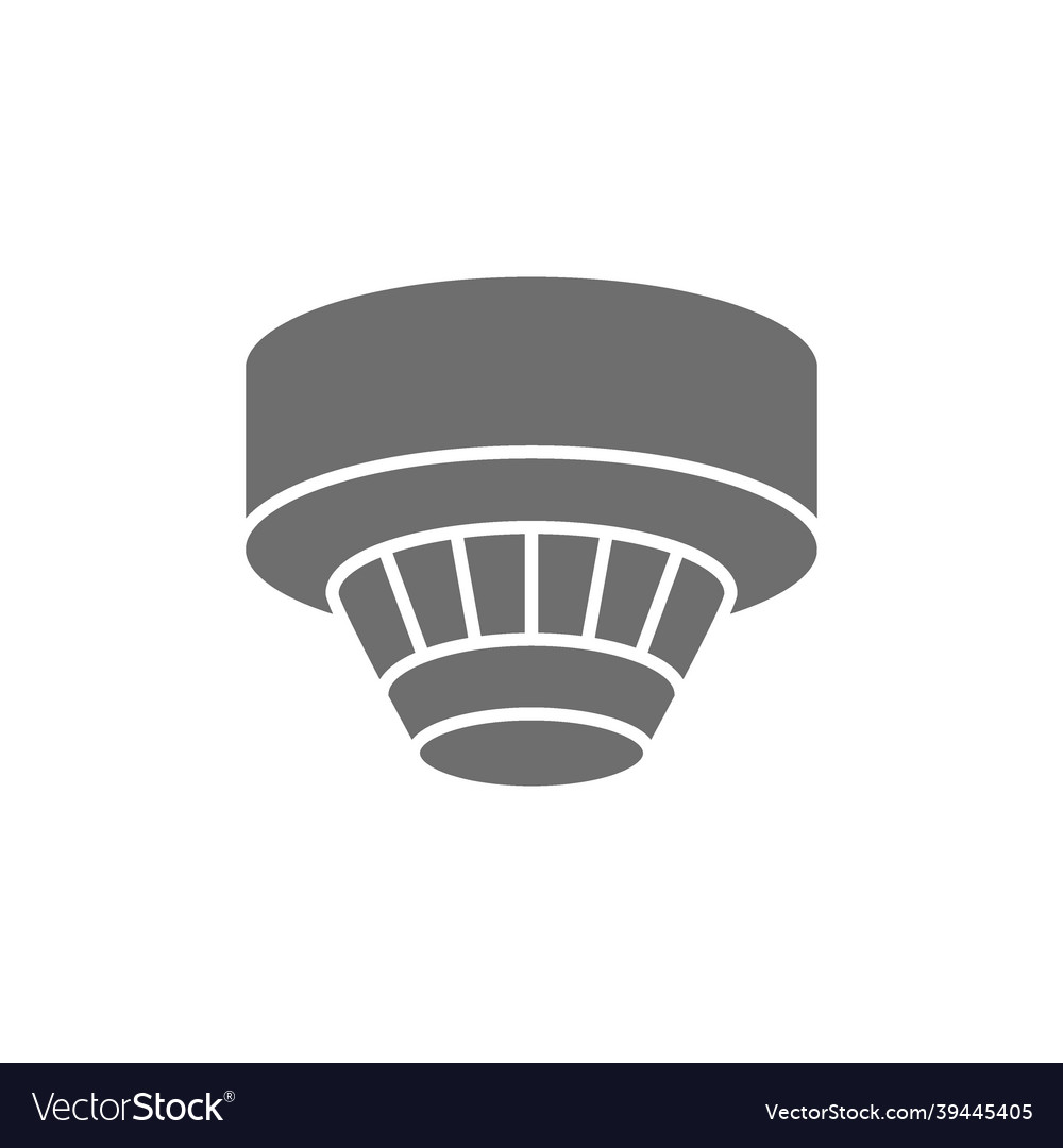 Smoke detector alarm system grey icon isolated