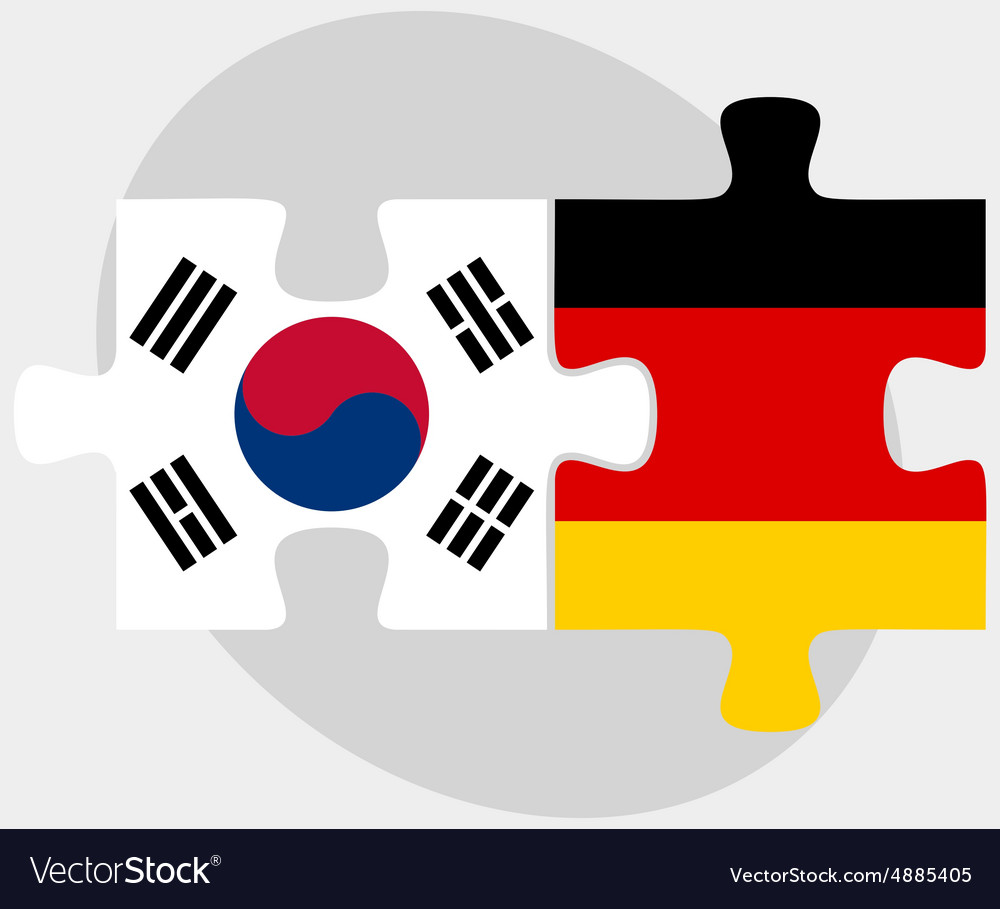 South korea and germany flags in puzzle