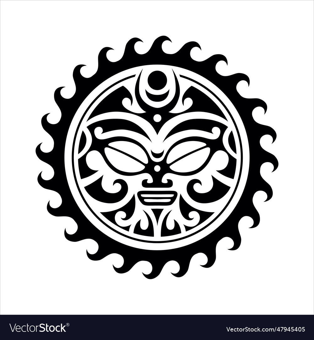 Traditional maori round tattoo design editable