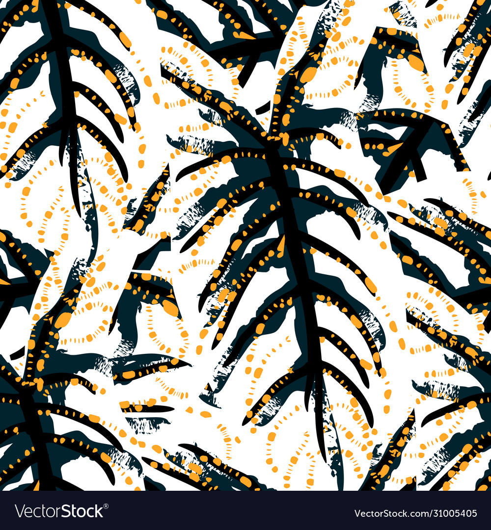 Tropical leaf modern motif jungle print foliage