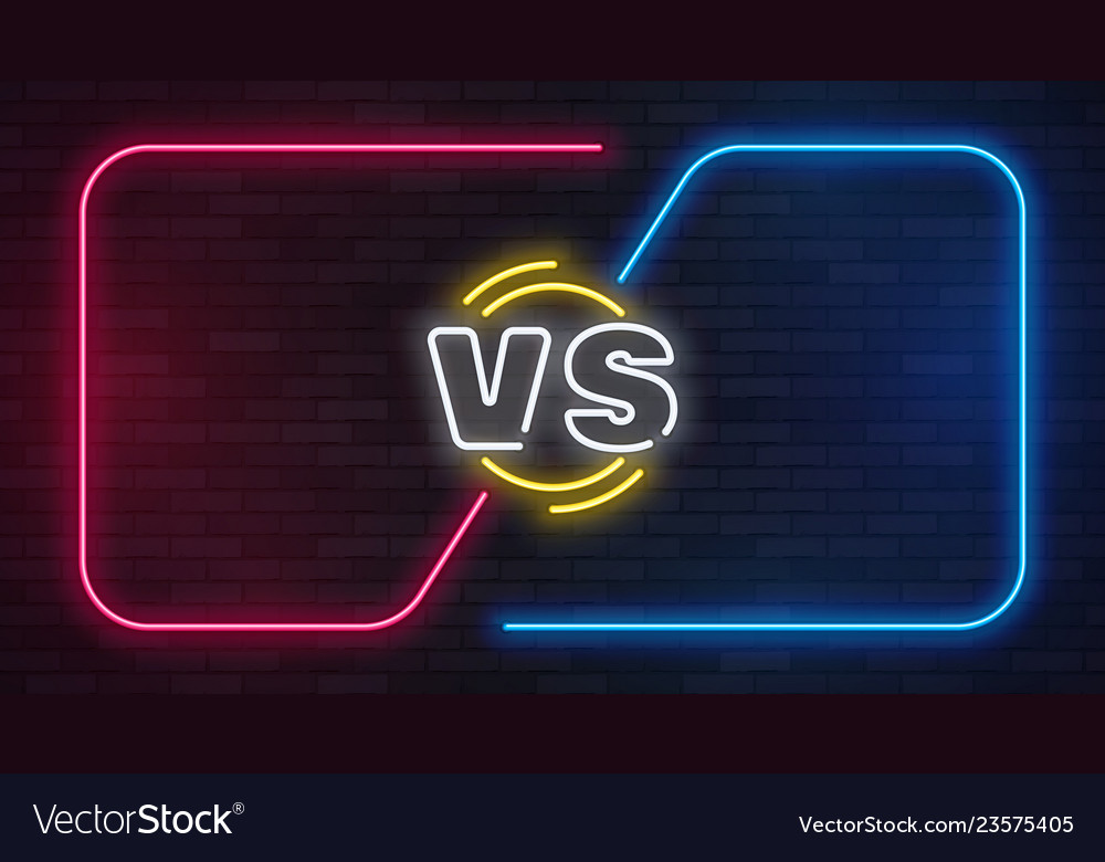 Premium Vector  Versus battle vs background with blue and red frame neon  light