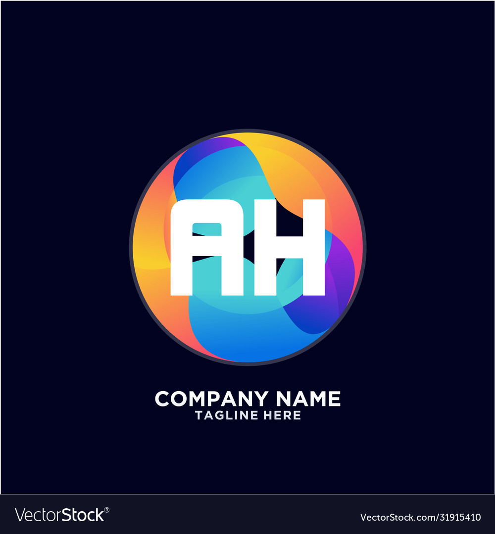 Ah initial logo with colorful circle template Vector Image