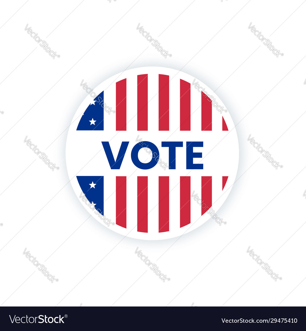 American vote sticker with usa flag and word