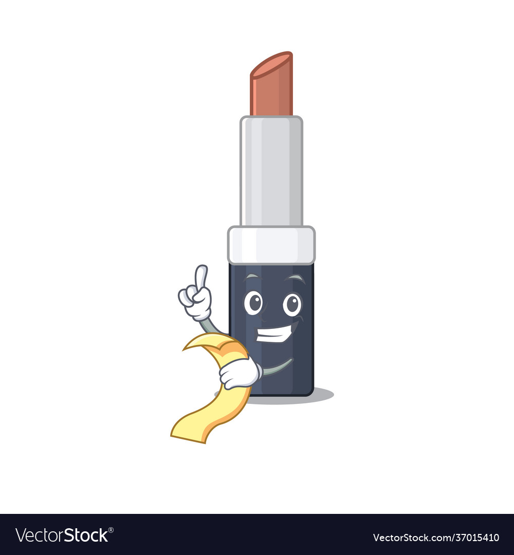 Brown lipstick mascot character style with a menu