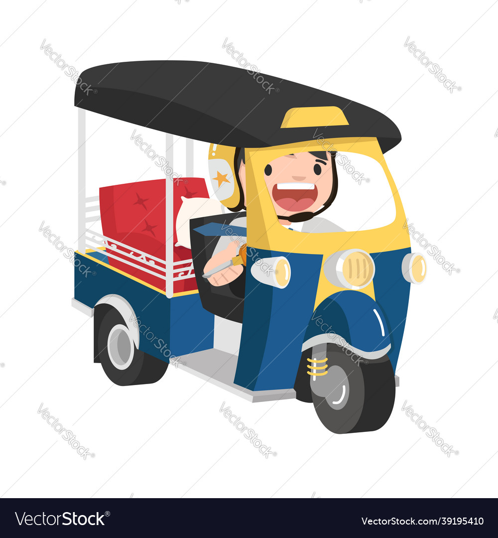 Businessman riding on their tuk tri motor car Vector Image