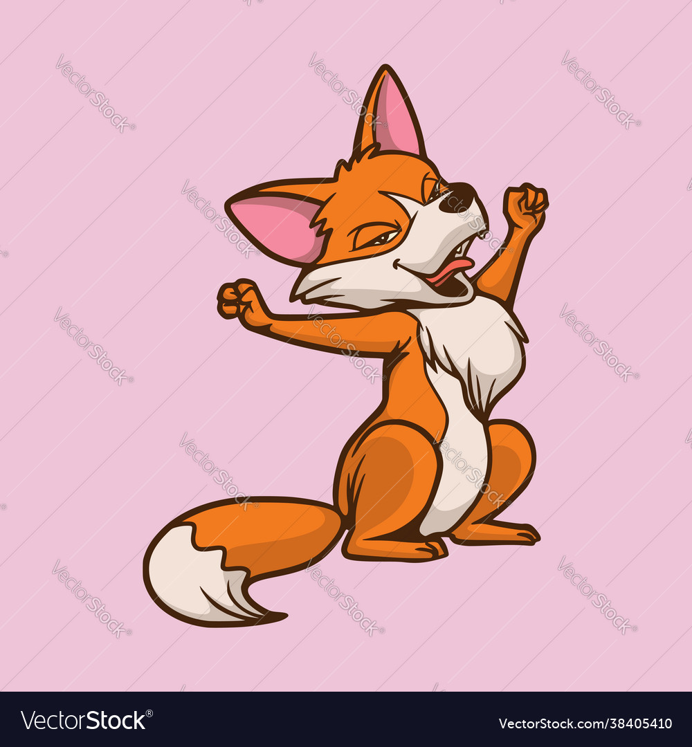 Cartoon animal design lazy fox cute mascot logo Vector Image