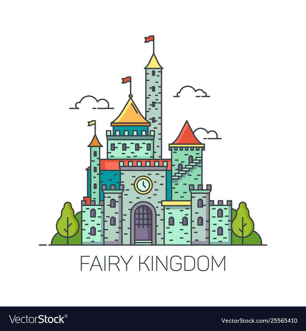 Cartoon fairy tale castle or flat kingdom fort Vector Image Cartoon fairy tale castle or flat kingdom fort Vector Image