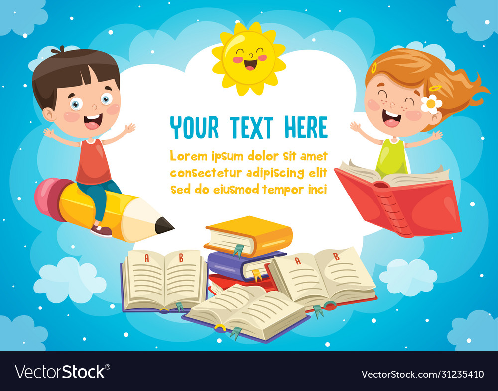 Colorful template with children Royalty Free Vector Image