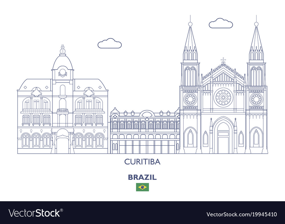 Curitiba city skyline Royalty Free Vector Image