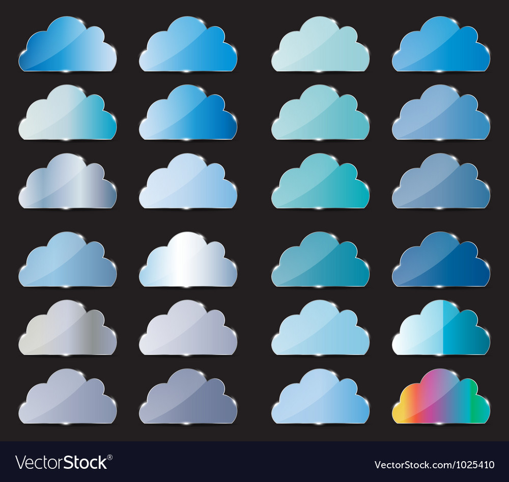 Glass button with cloud icon