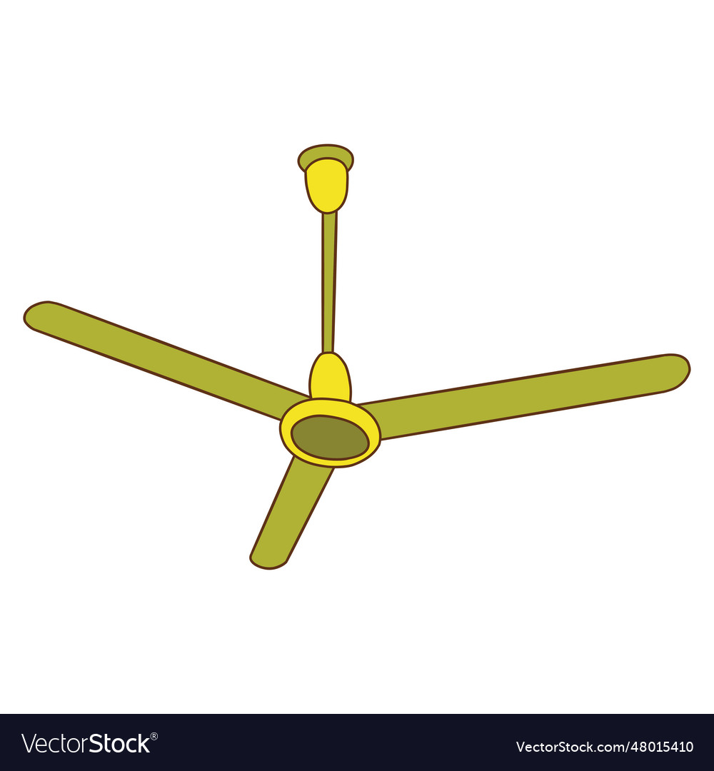 Green ceiling fan with lamp hand drawn Royalty Free Vector