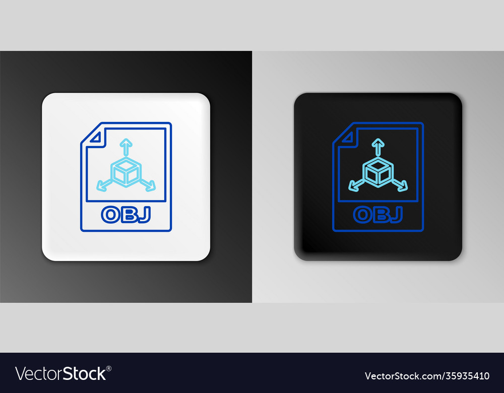 Line obj file document download button icon vector image Line obj file document download button icon