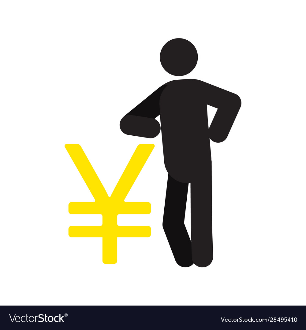 Man lean on yen sign silhouette icon