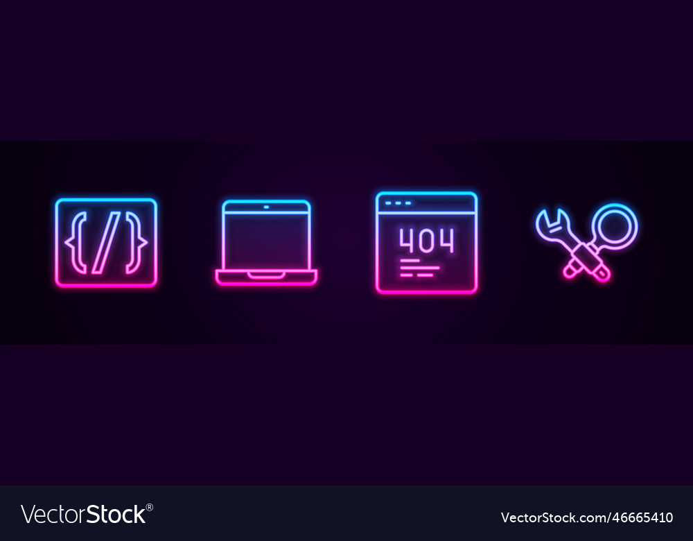 Set line programming language syntax laptop page vector image Set line programming language syntax laptop page
