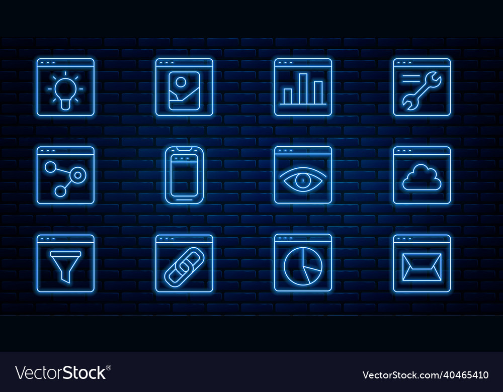 Set line website and mail cloud technology data vector image Set line website and mail cloud technology data