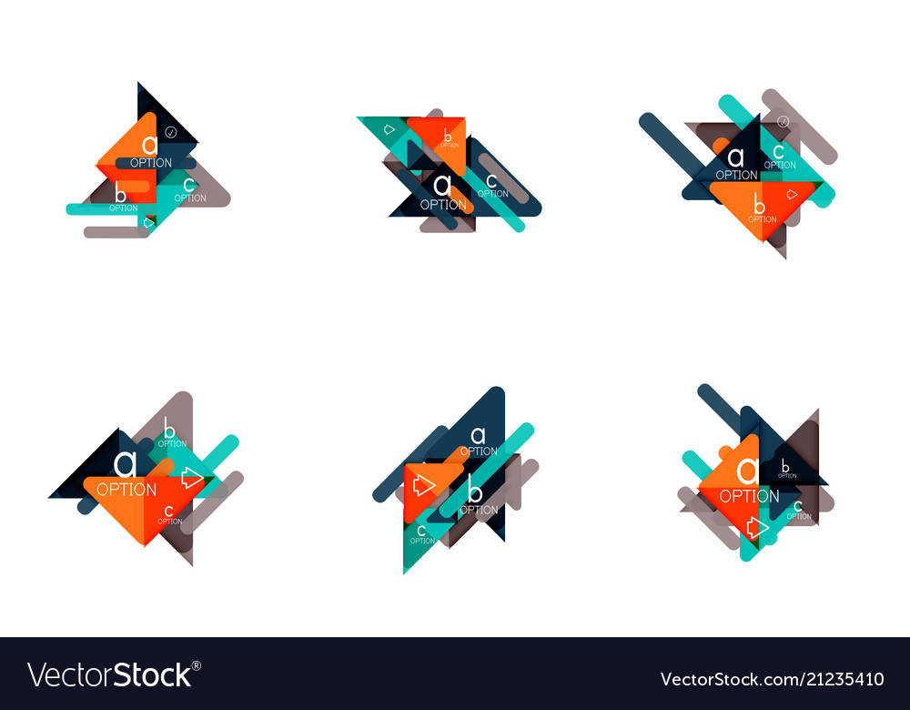 Set of triangle options infographics data vector image Set of triangle options infographics data
