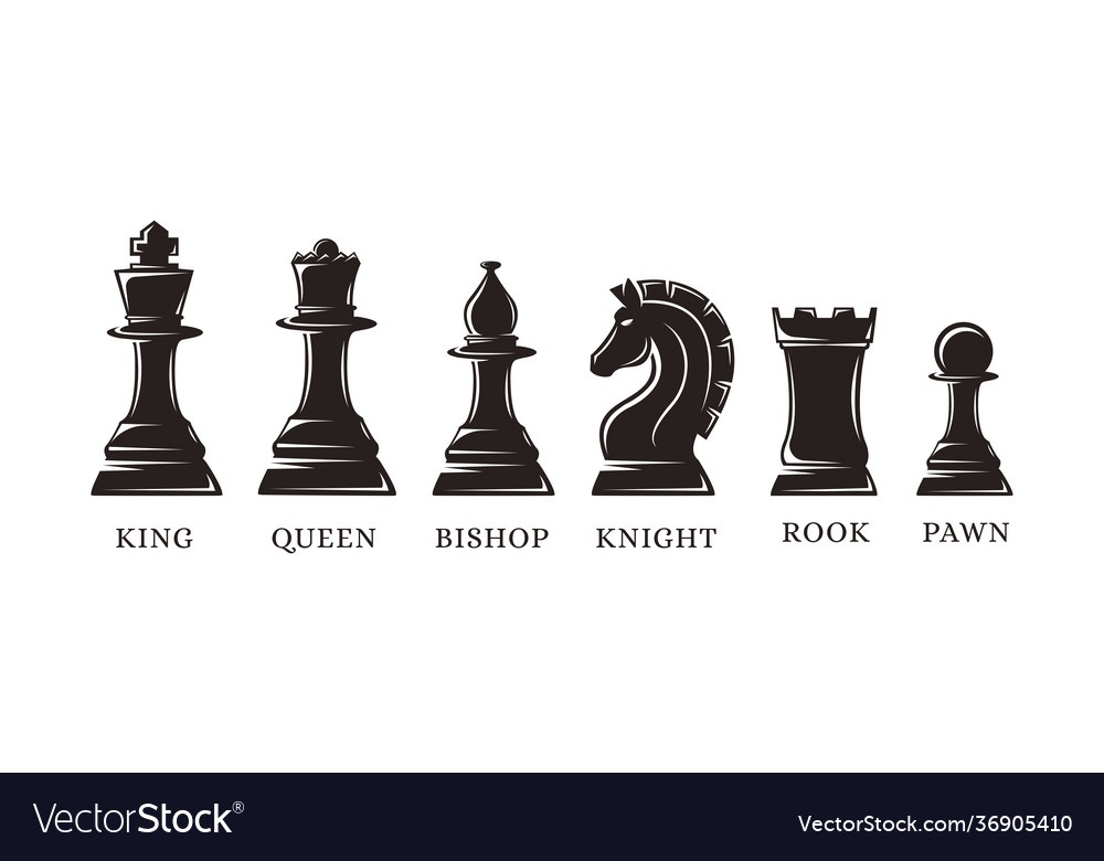 Set Silhouettes Chess Piece Icons Royalty Free Vector Image