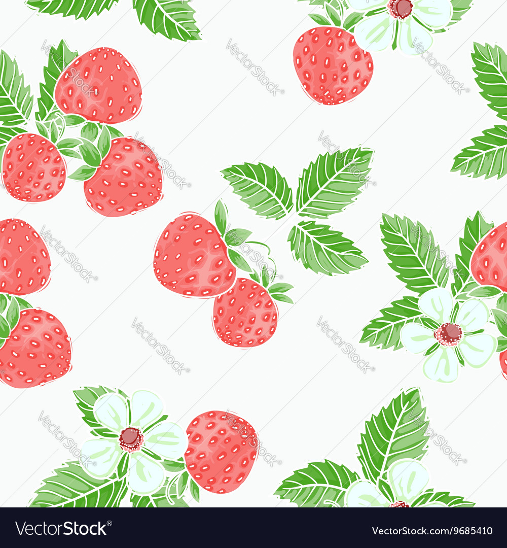 Strawberry Pattern - White Background