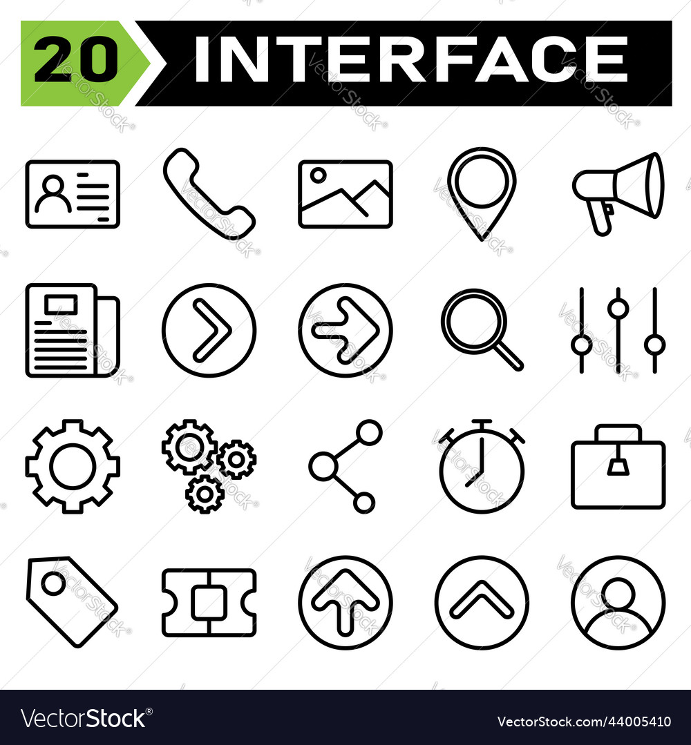 User interface icon set include id card pass vector image User interface icon set include id card pass