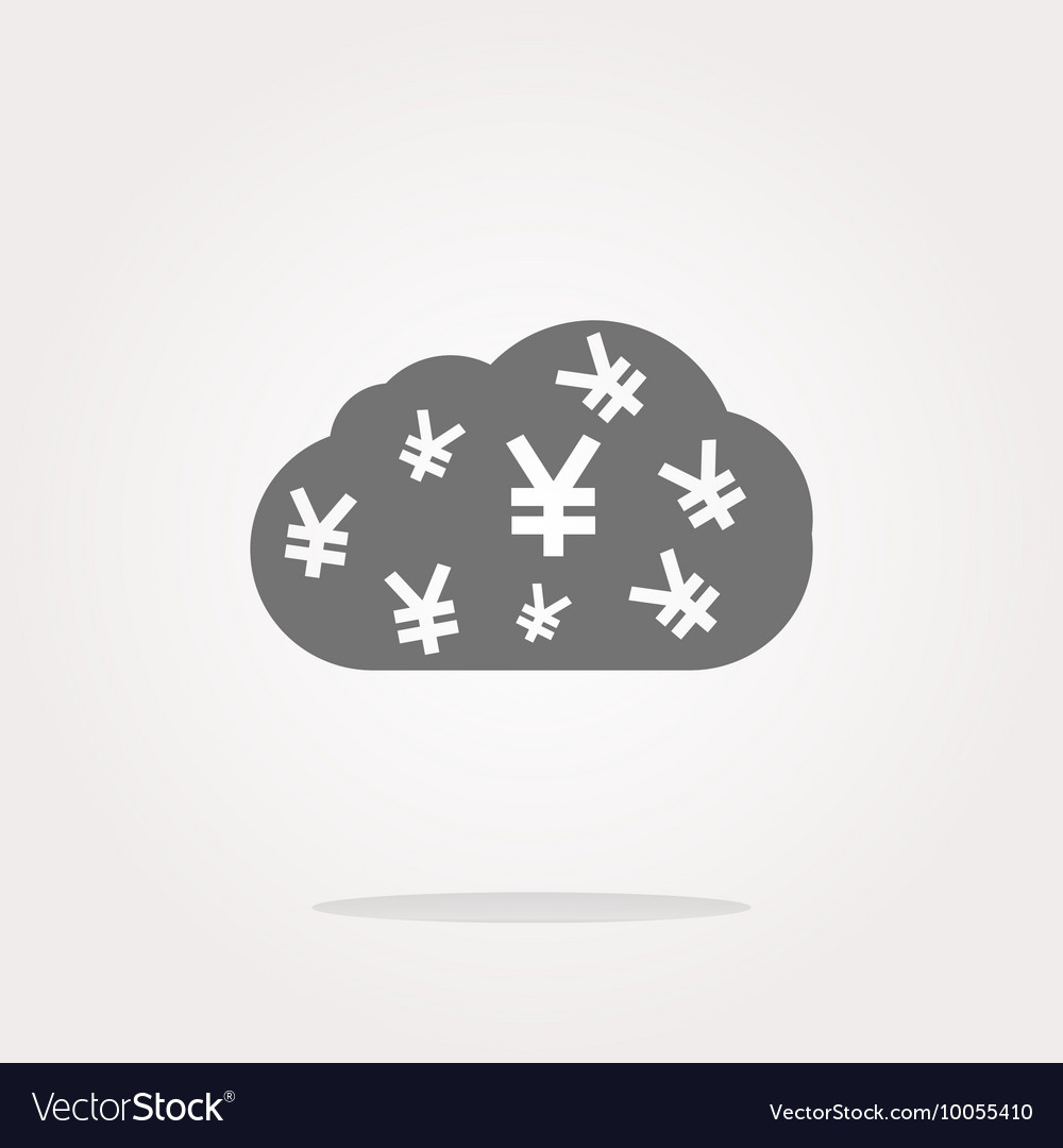 Web icon cloud with yen sign button isolated