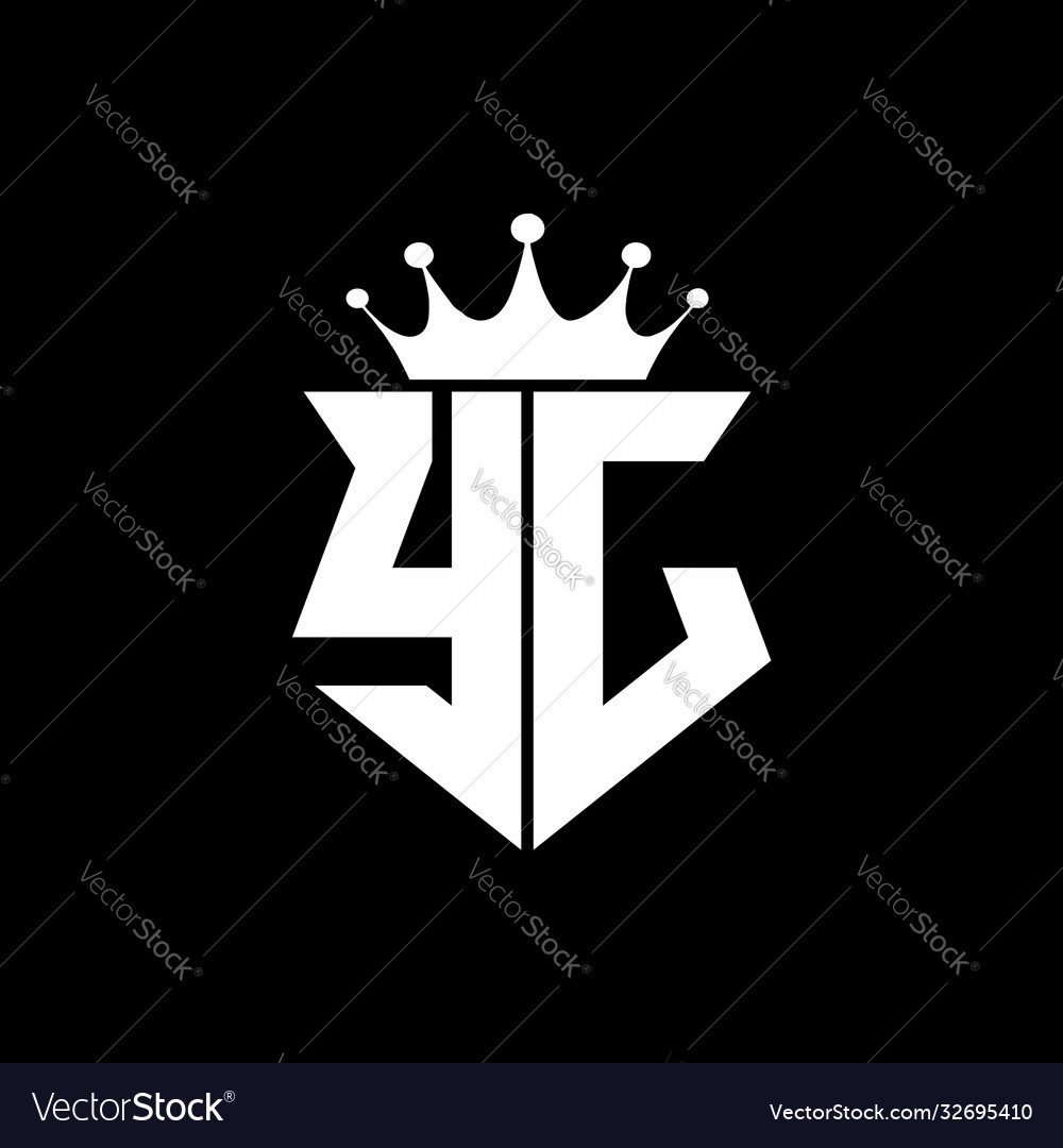 Yj logo monogram shield shape with crown design