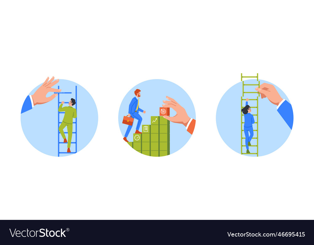 Boss help business persons climb the stairs