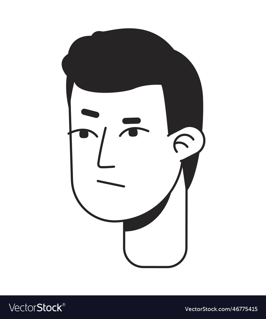 Confused man raising eyebrow flat line Royalty Free Vector