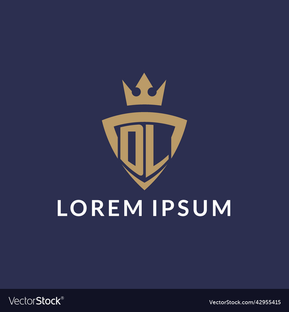 Dl logo with shield and crown monogram initial