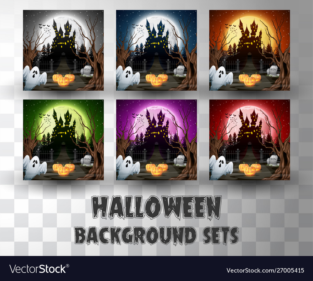 Halloween cartoon silhouette background sets