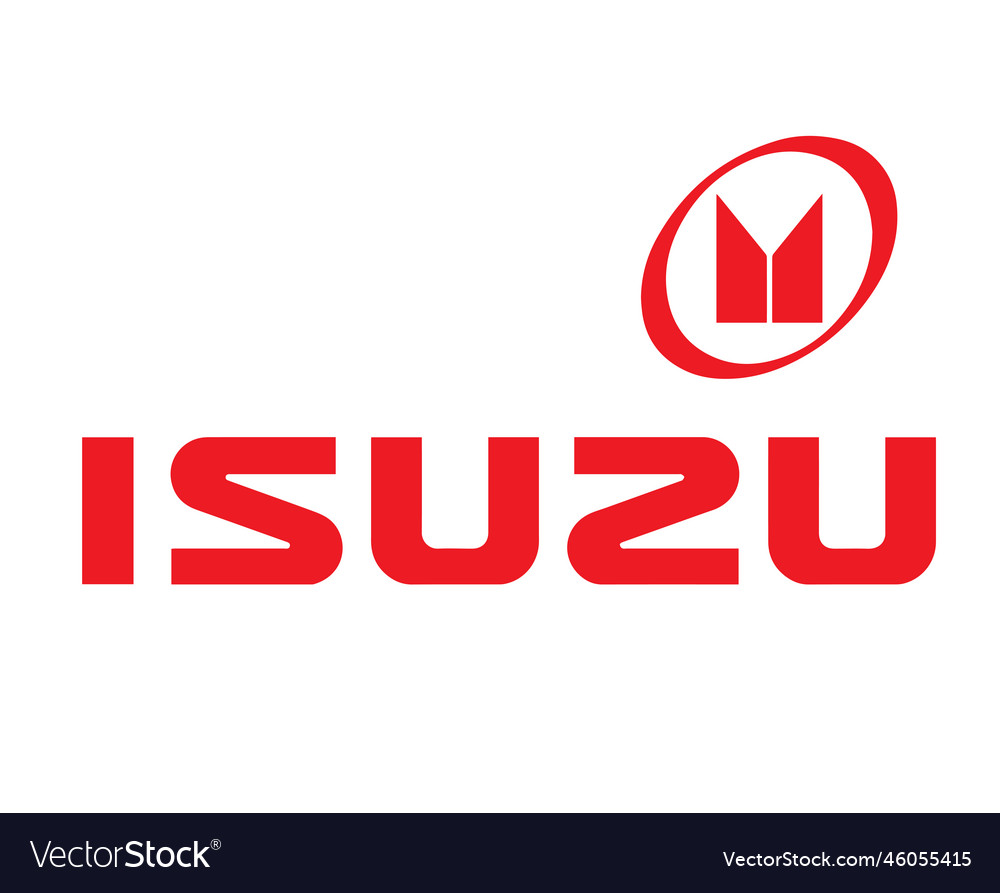 Isuzu brand logo symbol with name red Royalty Free Vector