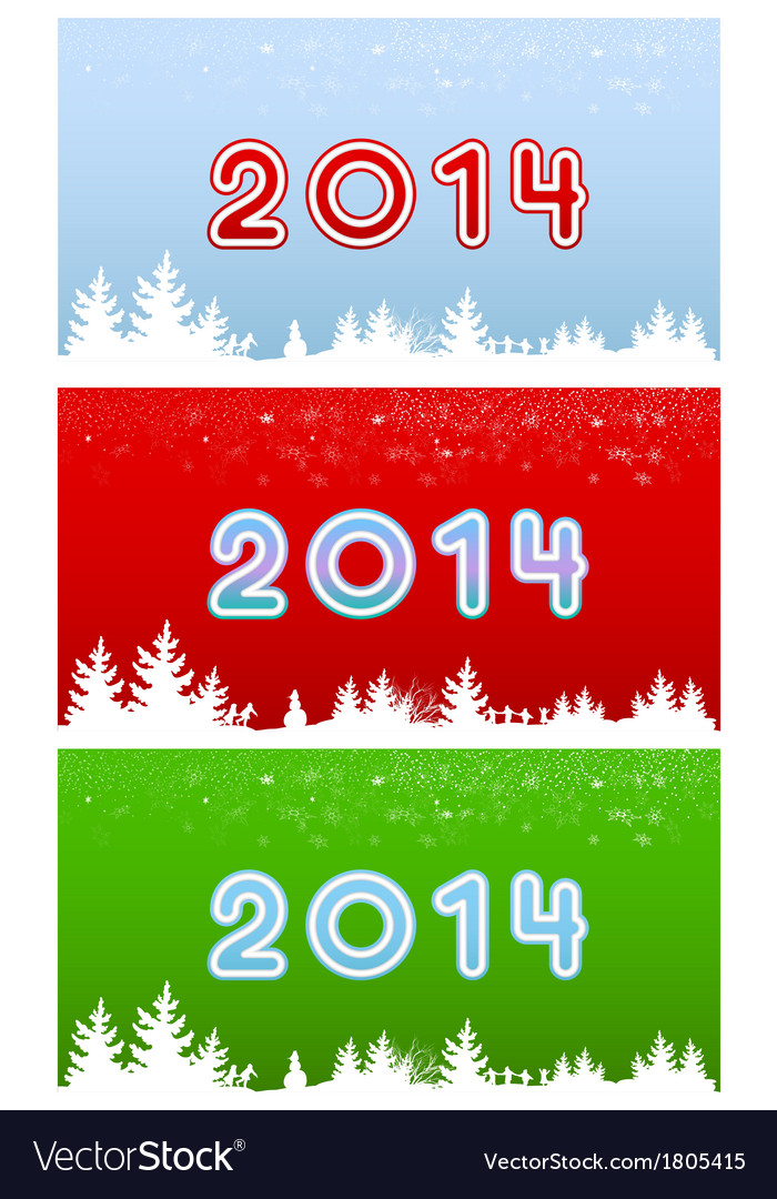 Set of images digits in 2014 on three different