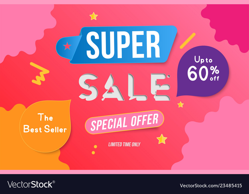 Super sale color banner template design Royalty Free Vector