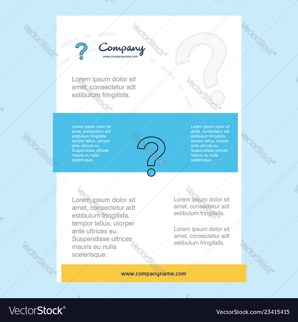 Template layout for question mark company profile vector image Template layout for question mark company profile