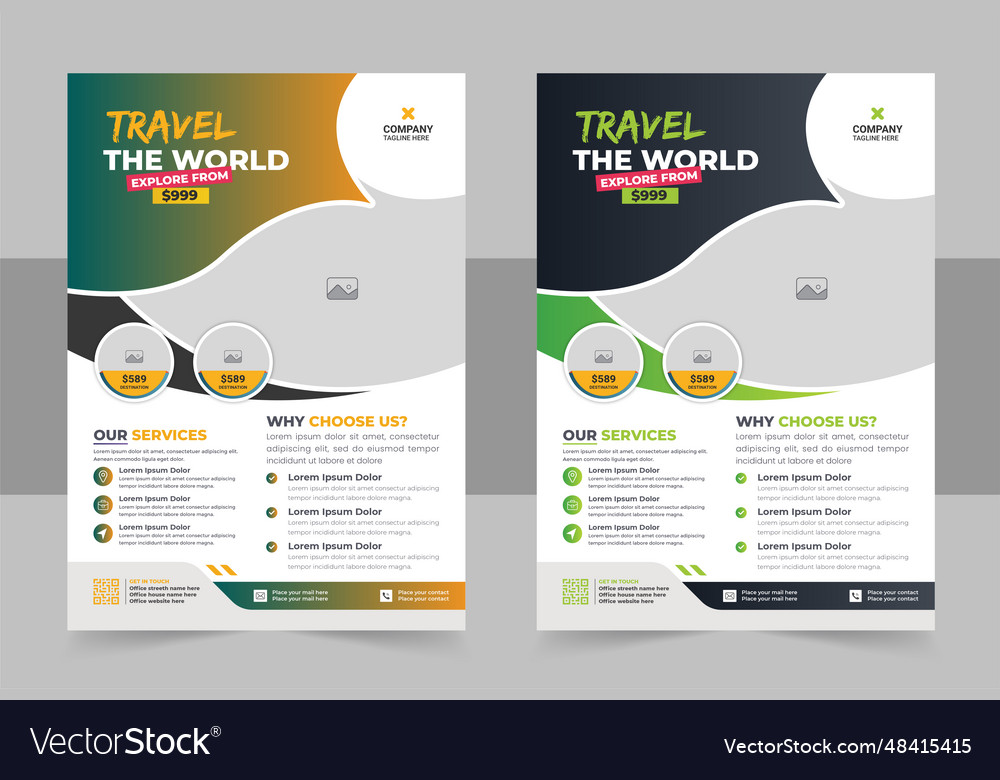 Travel flyer design template or tour Royalty Free Vector