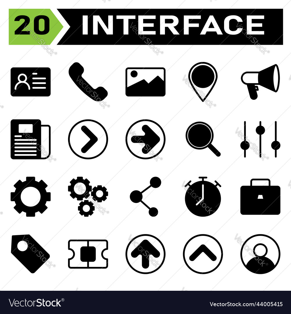 User interface icon set include id card pass vector image User interface icon set include id card pass