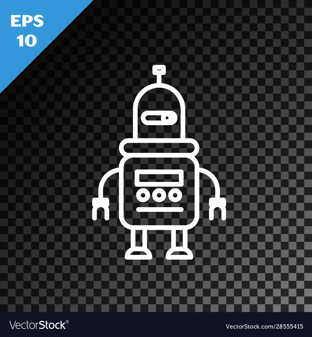 White line robot icon isolated on transparent vector image White line robot icon isolated on transparent