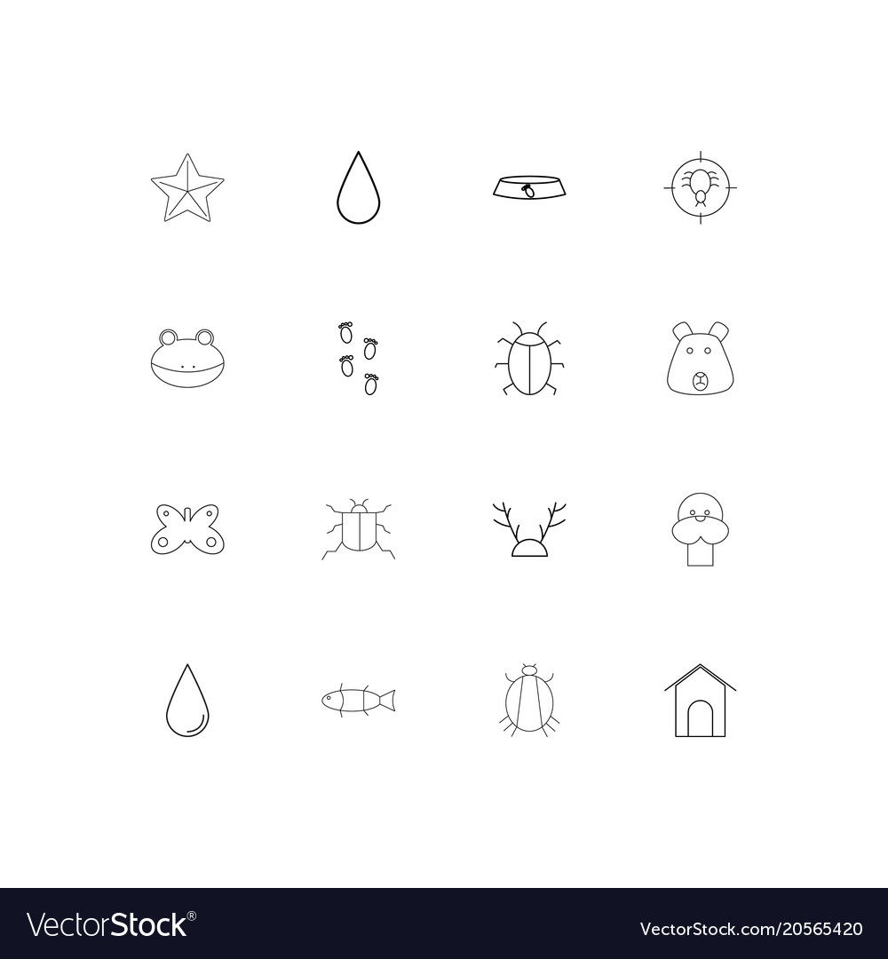 Animals simple linear icons set outlined