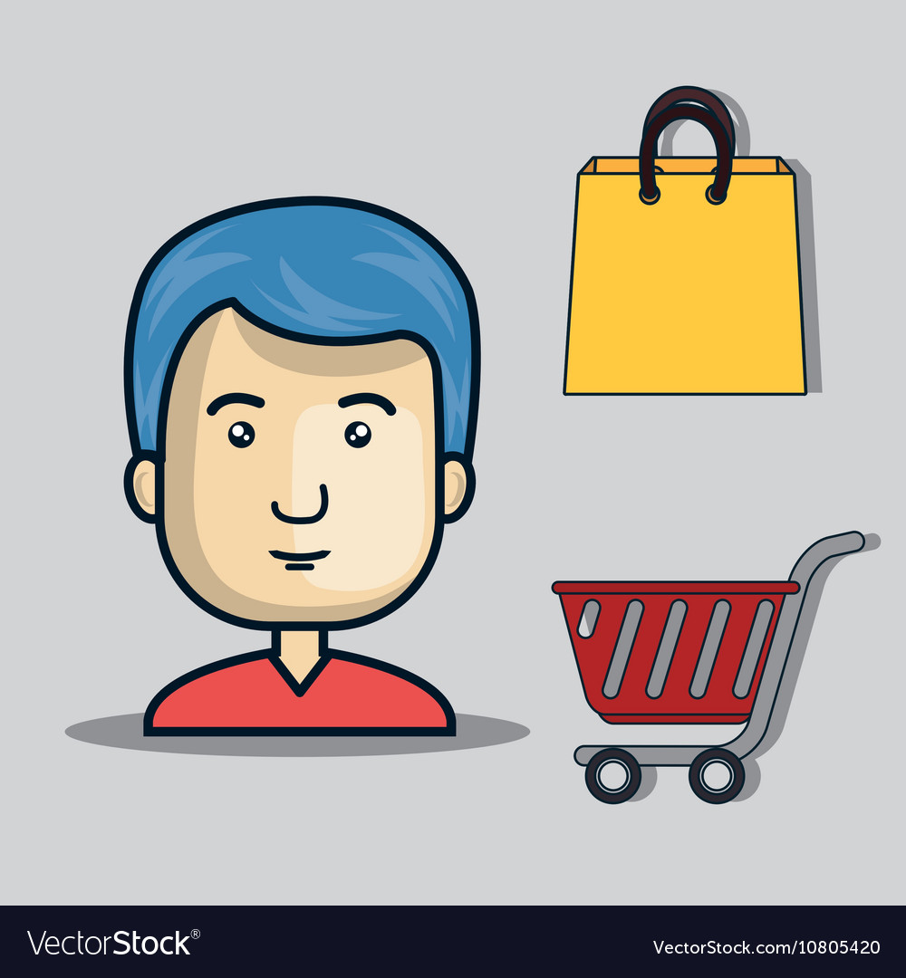 Avatar man with shopping icon