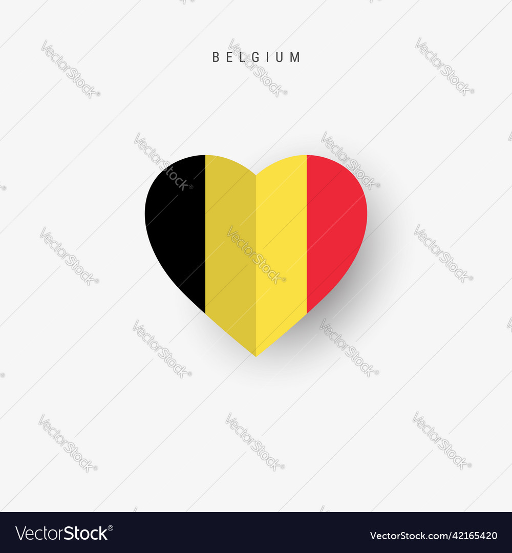 Belgium heart shaped flag origami paper cut Vector Image