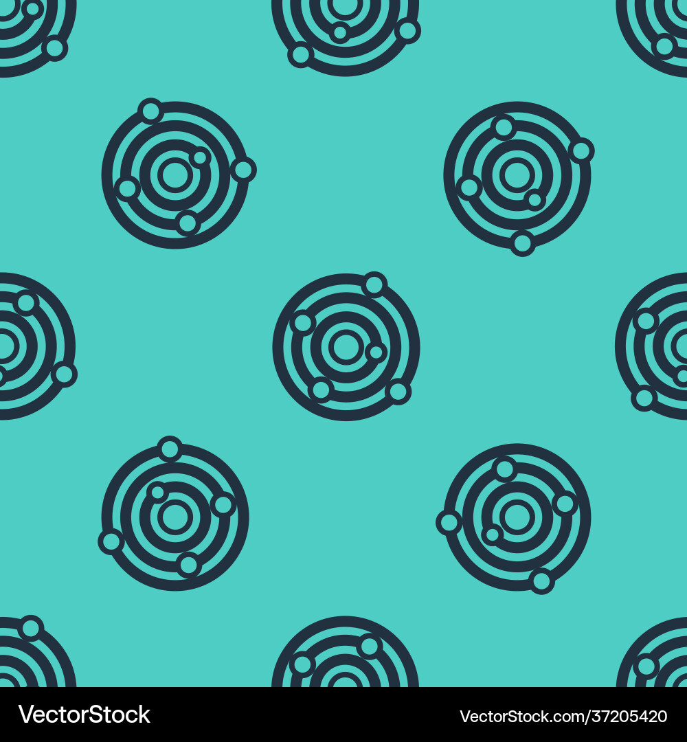 Black line solar system icon isolated seamless Vector Image