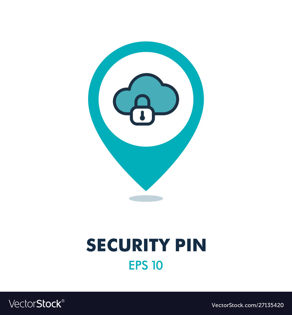 Cloud computer storage with lock pin map icon