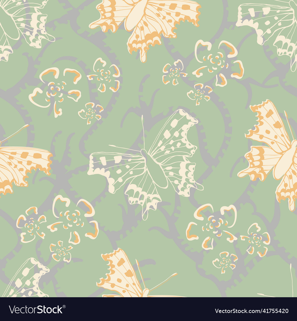 Comma butterfly seamless pattern background vector image Comma butterfly seamless pattern background