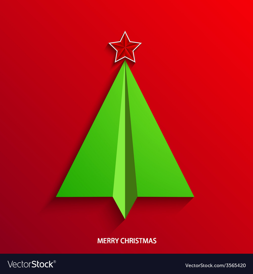 Concept christmas tree and origami airplane