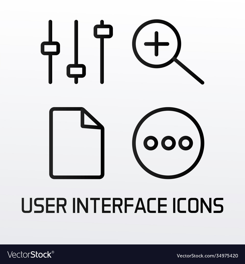 Four user interface set line style icons
