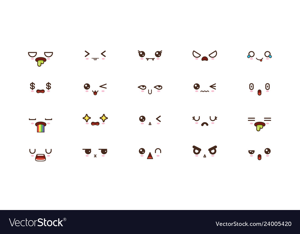 Kawaii cute faces smile emoticons japanese emoji