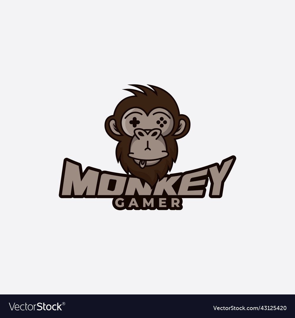 Monkey head mascot gamer logo template