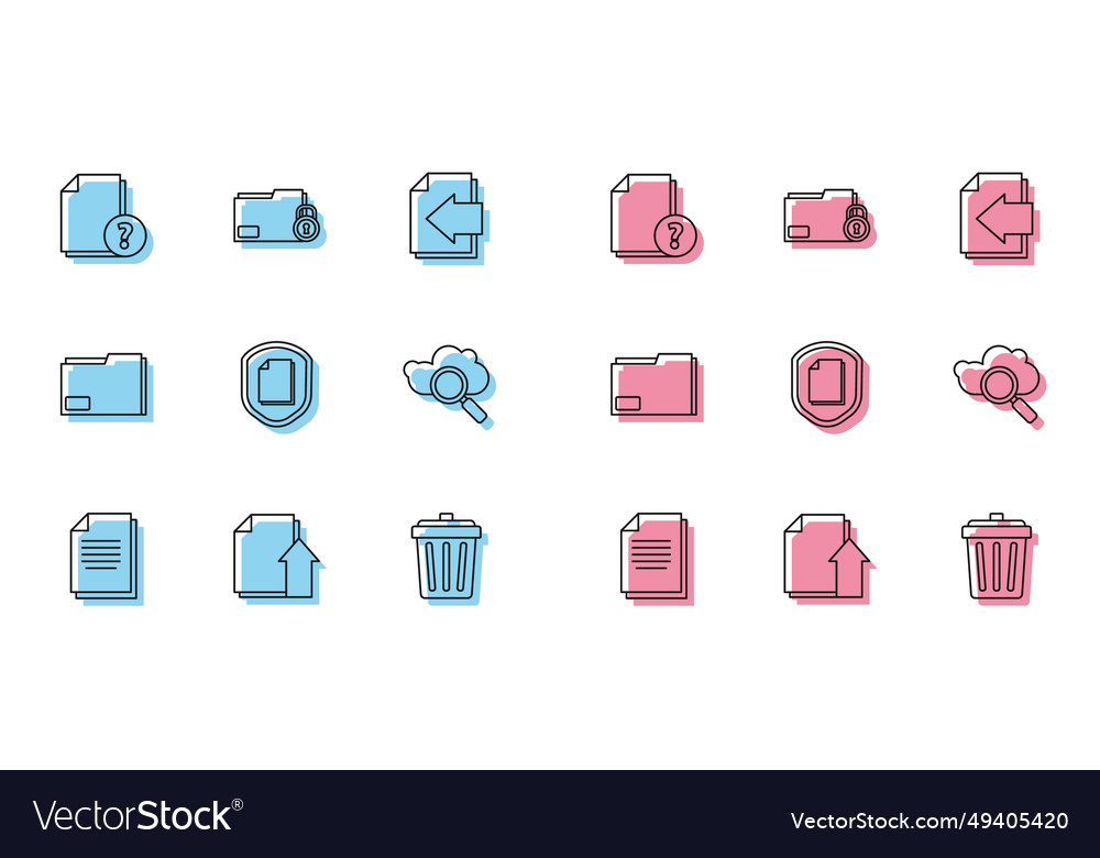 Set line document upload file unknown vector image Set line document upload file unknown